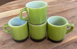 Anchor Hocking Fire King Ware 8oz Green/Black Milk Glass Coffee Mugs Set... - $266.51 MXN