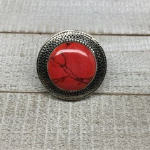 Antique Afghan Turkmen Tribal Round Shape Red Coral Inlay Kuchi Ring Boho, TR81 - £7.50 GBP