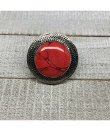 Antique Afghan Turkmen Tribal Round Shape Red Coral Inlay Kuchi Ring Boh... - £7.60 GBP