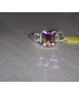 Ametrine Octagon Solitaire &amp; Accent Diamond Ring, 925 Silver, SIZE 10, 6... - $144.08 CAD