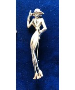 Vintage Gold Tone Woman In Heels Wearing Hat Suit Pin Brooch 3&quot; - $27.35 CAD