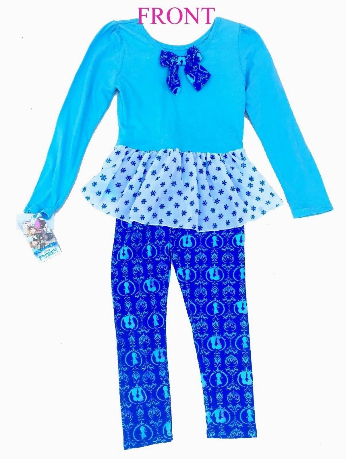 Primary image for Girls Disney Top and Legging Pajama Set Frozen Anna & Elsa Printed 2-piece
