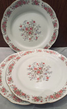 Remington by Red Sea Dinner Plates (3) Gold Trim Pink Flowers 10-5/8 - $39.00