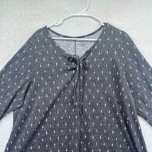 Lane Bryant Shirt Womens 18 Dark Gray Tunic Blouse Lace Up V Neck 3/4 Sl... - £15.52 GBP