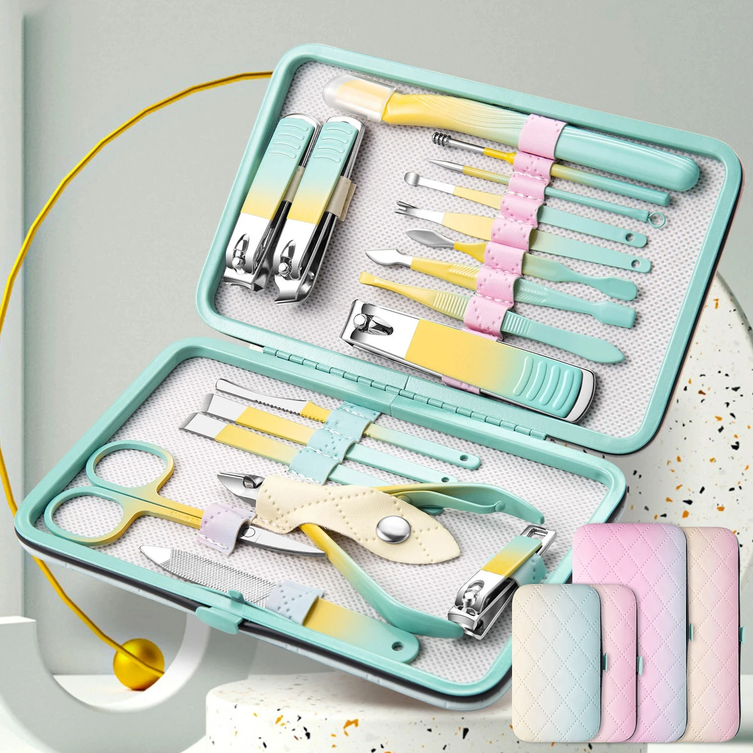 New Gradient colors 7-18pcs Manicure Set Pedicure Sets Nail Clippers - £12.79 GBP+