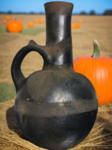 Peruvian Chimu-Inca Cultures Gourd Shaped Black-ware Pottery Vessel Genu... - $139.89