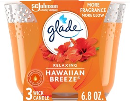 Glade Candle Hawaiian Breeze, Fragrance Candle Infused with Essential Oils, Air  - £16.77 GBP