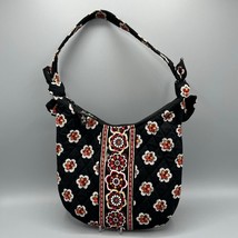 Vera Bradley Mini Hobo Shoulder Bag Black Pirouette Pattern Floral Black... - $19.79