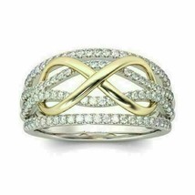 2.10 Ct Lab Created Diamond Infinity Band Engagement Ring 14K Two Tone Gold FN - £66.71 GBP
