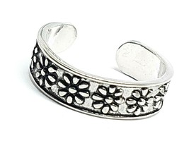 Daisy Chain Flower Toe Ring  Adjustable Rhodium Plated Mid-Ring Unisex Fashion - £3.50 GBP