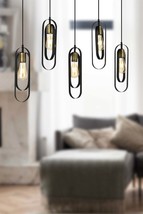 Koza 5 Row Black Modern Young Room Kitchen Retro Living Room Pendant Lamp Chande - £105.12 GBP