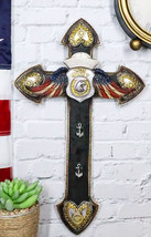 USA Navy Eagle Badge American Flag Wings Sailor Hat Hearts Memorial Wall Cross - £21.64 GBP