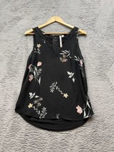 Lauren Conrad Floral Blouse Sleeveless Small Black Backgound - £7.89 GBP