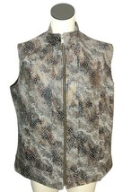 Christopher &amp; Banks Womens Vest Brown Gray Full Zipper Front XL Front Pockets - £13.51 GBP
