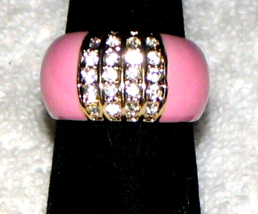 VTG Camille Lucia Ring, Spark Zircons &amp; Pink Gemstones on Sterling Silver Sz.5 - £23.21 GBP