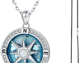 Navy-Anchor Travel-Map Rotatable Compass Necklace - Inspirational Nautic... - £52.66 GBP