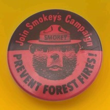 Smokey Bear Prevent Forest Fires Pin Button Pinback Vintage Rusty Back - £9.54 GBP