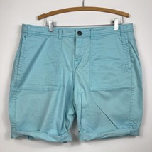 Lane Bryant Bermuda Walking Shorts Size 18 Solid Aqua Blue Pockets Belt Loops - £16.57 GBP