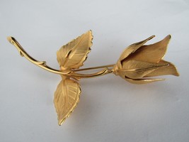 Vintage Gold Tone Giovanni Signed Rose Flower Brooch Pin Jewelry Estate Sale! - £15.62 GBP