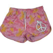 Peanuts Women&#39;s Shorts Size Large Pink Tie Dye Peace Sign Snoopy - £10.91 GBP
