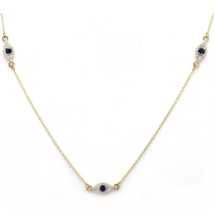 14K Blue Sapphire Evil Eye Necklace - £331.29 GBP