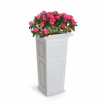 Mayne Column Planter Nantucket Tall Plant Pot Square White Plastic Self ... - £163.24 GBP