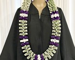 Graduation Money Lei 35 Crisp New Bills Folded Purple &amp; White  W/ White ... - $99.00