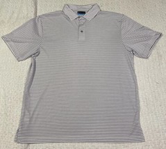 PGA TOUR Golf Polo Striped Shirt Size Men&#39;s Large 100% Polyester Black a... - $16.83