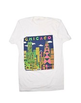 Vintage 80s Chicago City Skyline T Shirt Mens S Retro Single Stitch Made... - £22.18 GBP