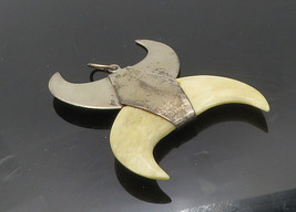 NAVAJO 925 Sterling Silver - Vintage Antique Animal Horn Motif Pendant - PT7745 - £119.29 GBP