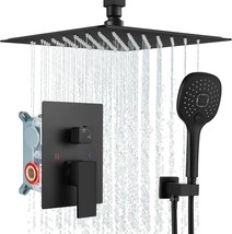 Aolemi Ceiling Mount 12 Inch Matte Black Shower System Rain Shower Head ... - $181.99