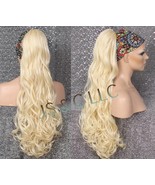 Pale Blonde Human Hair Blend PONYTAIL Hair piece Drawstring ex long wavy... - $931.99 MXN