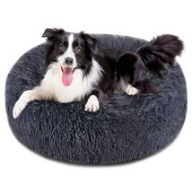 Dog Bed Donut - Faux Fur Calming Pet Bed for Dog Cat - Warm Plush Round Design - £27.17 GBP