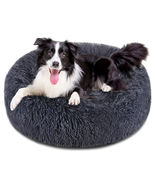 Dog Bed Donut - Faux Fur Calming Pet Bed for Dog Cat - Warm Plush Round ... - £26.73 GBP