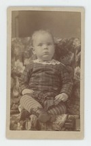 Antique CDV Circa 1870s Adorable Baby Cute Outfit &amp; Stockings Sitting in Chair - £7.41 GBP