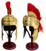 Medieval Greek Corinthian Helmet Red Plume Viking Spartan Armor Helmet Gift - £89.09 GBP