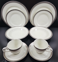 (2) Mikasa Palatial Platinum 5 Pc Place Settings Plates Bowls Cups Saucer Dishes - £104.29 GBP