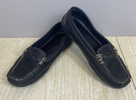 LL Bean Black Pebbled Leather Driving Moccasin Loafers Vibram Soles Size 7M - $28.05
