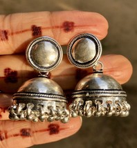 Rajasthani 925 Silber oxidierte Kronleuchter Ohrringe JHUMKA (Jhumki)... - $74.13