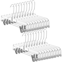 25 Pack Clear Pants Hangers Space Saving, Non-Slip Skirt Hangers With Adjustable - £41.20 GBP