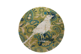 Pier 1 Imports Porcelain green &amp; blue paisley bird decorative plate - $14.99