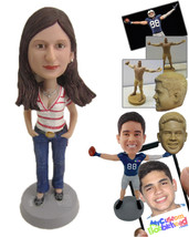 Personalized Bobblehead Elegant Lady With Trendy Top And Beautiful Neckl... - £72.91 GBP