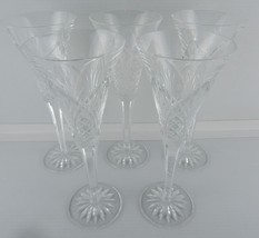 Lot Set of 5 Waterford Crystal Flute Glasses Checkered Raised 9 Inch - $66.36