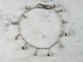 Womens Vintage Estate Sterling Silver Charm Bracelet 9g E1182 - £39.86 GBP