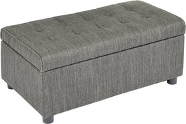 Rectangular Fabric Storage Ottoman In Shadow Gray By First Hill Fhw With Tufted - £105.49 GBP