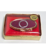 Vintage Diamond Cut Red Mon Image Flip Up Mirror Lipstick Holder Paris P... - $29.39