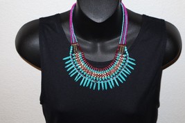 Egyptian Necklace Princess Costume Jewelry Beaded Dangling Spike Stateme... - $15.00