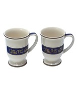 Tetley Tea Mug Lot 2 White Blue Gold Ceramic 1980s Pedestal Base - £26.43 GBP