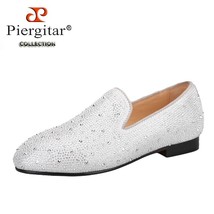 Sliver Leather Parent-Child Shoes Handmade Crystal Kid&#39;s Loafers For Bir... - £198.46 GBP