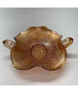 Vintage Fenton Persian Medallion Carnival Glass Marigold Handled Bonbon ... - $19.34